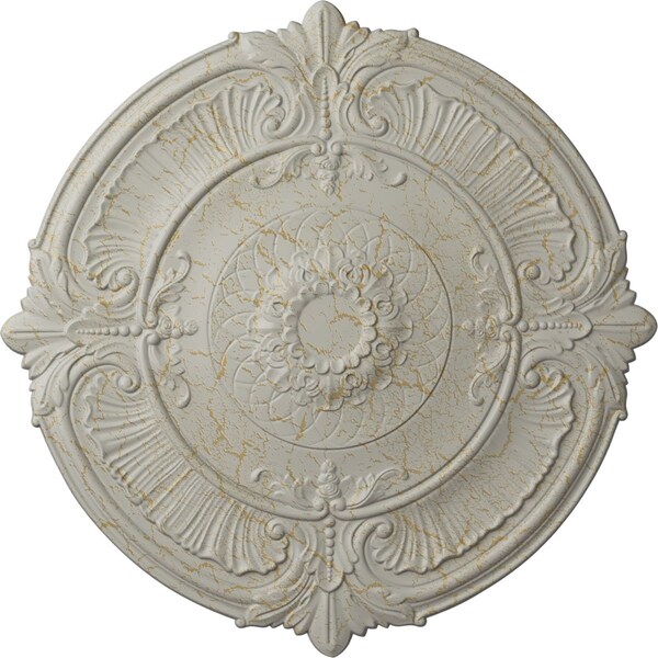 Ekena Millwork Attica Ceiling Medallion (Fits Canopies up to 3 3/4"), 39 1/2"OD x 2 1/2"P, Pot of Cream Crackle CM39ATPCC - main